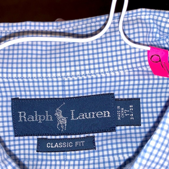 Ralph Lauren Other - Ralph Lauren, Classic Fit, 17, Blue/White plaid